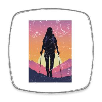 hiking hiker - Square fridge magnet - white - Front