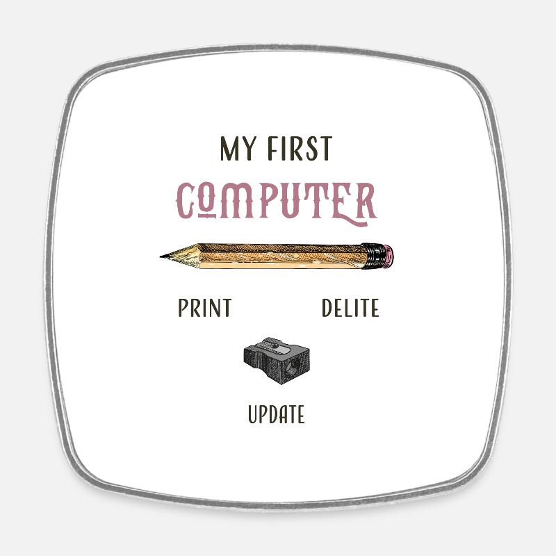 my first computer old school - Square fridge magnet - white