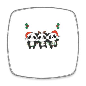 Joyeux Noël Panda mignon Pandas de Noël - Magnet carré - blanc - Devant