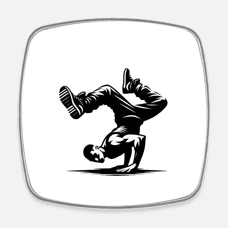 Breakdance - Viereckiger Kühlschrankmagnet - Weiß