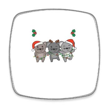 Merry Christmas Cute Mouse Christmas Mice - Square fridge magnet - white - Front