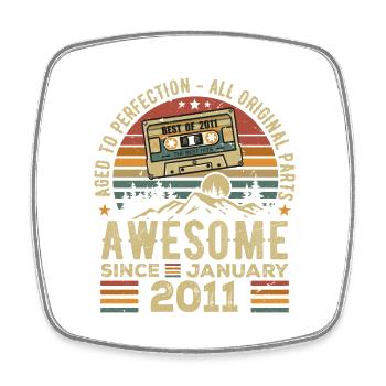Anniversaire Janvier 2011 | Cadeau Janvier 2011 - Magnet carré - blanc - Devant