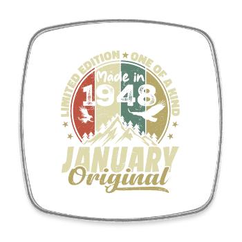 Birthday January 1948 - Original January 1948 - Square fridge magnet - white - Front