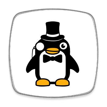 Penguin Gentleman Sir Mr. Top Hat Monocle - Square fridge magnet - white - Front