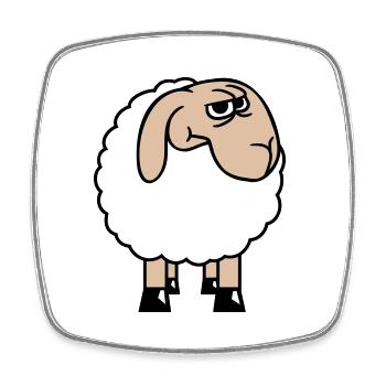 Sheep looks skeptical, critical, suspicious stares - Square fridge magnet - white - Front