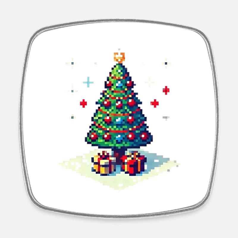 8 Bit Christmas Tree - Square fridge magnet - white