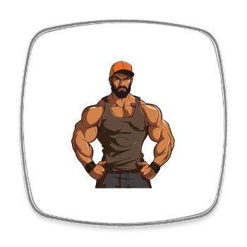 Workout Bodybuilder Muscles Bodybuilding Gym - Square fridge magnet - white - Front