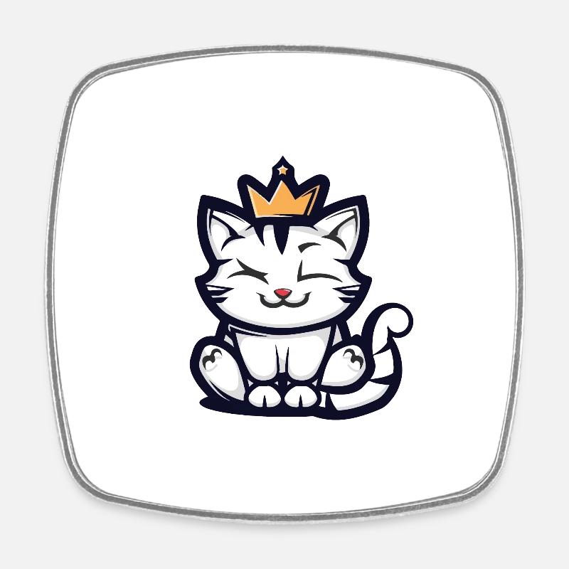 Cat Cartoon Crown - Square fridge magnet - white
