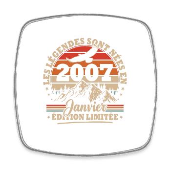 Vintage Birthday Gift Born In January 2007 - Square fridge magnet - white - Front