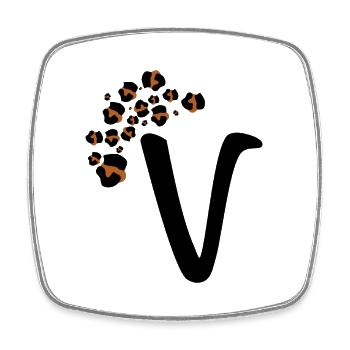 Buchstaben v Leopardenmuster - Viereckiger Kühlschrankmagnet - Weiß - Vorne