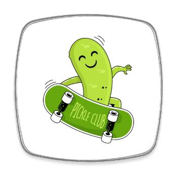 Cucumber and skateboard - Square fridge magnet - white - Front