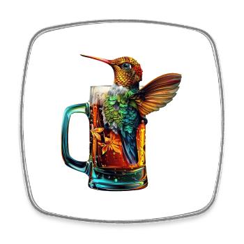 Kolibri Bier - Viereckiger Kühlschrankmagnet - Weiß - Vorne