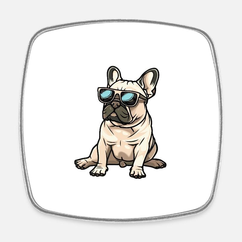 Chien bouledogue français - Magnet carré - blanc