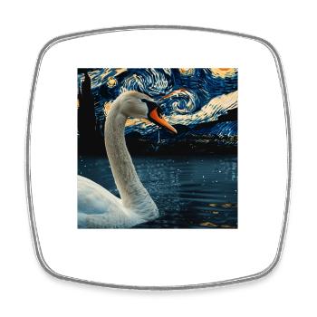 Schwan - Viereckiger Kühlschrankmagnet - Weiß - Vorne