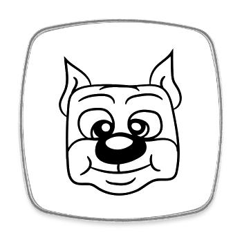 Visage de chien Petit Tête d’animal de compagnie Mignon - Magnet carré - blanc - Devant