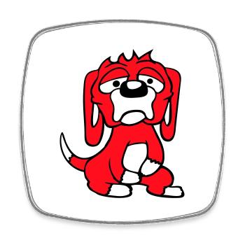 Dog looks unhappy sad shy fear - Square fridge magnet - white - Front
