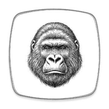 Gorilla - Square fridge magnet - white - Front