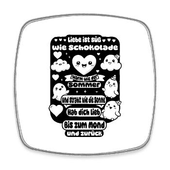 L’amour est doux comme du chocolat – Heartfelt Design - Magnet carré - blanc - Devant