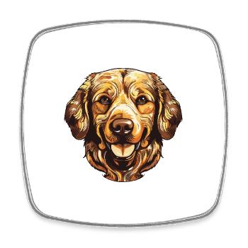 Golden Retriever Dog Portrait - Square fridge magnet - white - Front