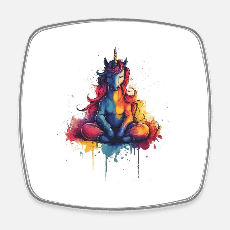 Unicorn Meditation - Square fridge magnet - white