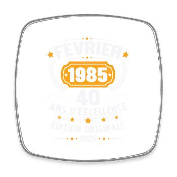 Vintage Février 1985 Cadeau Anniversaire 40 Ans - Magnet carré - blanc - Devant