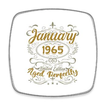 January Birthday Gift Born In January 1965 - Square fridge magnet - white - Front
