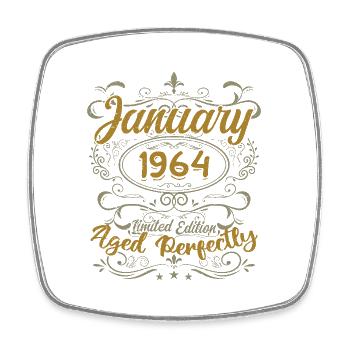 January Birthday Gift Born In January 1964 - Square fridge magnet - white - Front