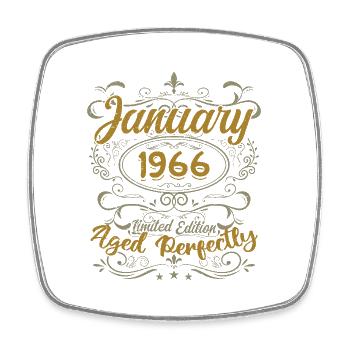 January Birthday Gift Born In January 1966 - Square fridge magnet - white - Front