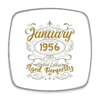 January Birthday Gift Born In January 1956 - Square fridge magnet - white - Front