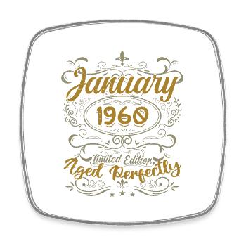 January Birthday Gift Born In January 1960 - Square fridge magnet - white - Front
