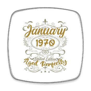 January Birthday Gift Born In January 1970 - Square fridge magnet - white - Front