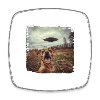 Drôle de chien Selfie Ufo Meme Gift - Magnet carré - blanc - Devant
