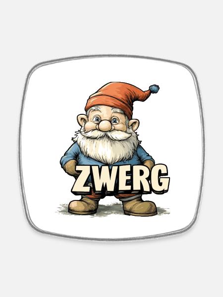 Gartenzwerg - Viereckiger Kühlschrankmagnet - Weiß