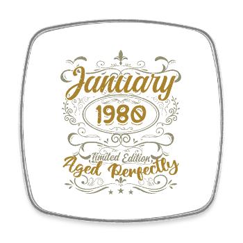 January Birthday Gift Born In January 1980 - Square fridge magnet - white - Front