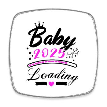 Baby 2025 loading - Square fridge magnet - white - Front
