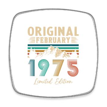 February 1975 Vintage Birthday 1975 Gift - Square fridge magnet - white - Front