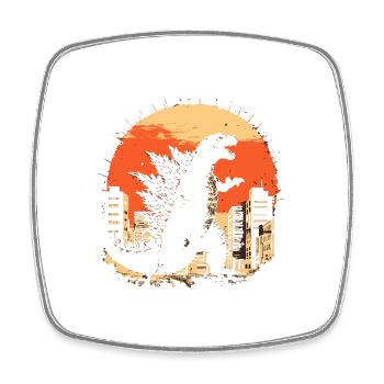 Kaiju Monster Design Sunset Geschenkidee - Viereckiger Kühlschrankmagnet - Weiß - Vorne