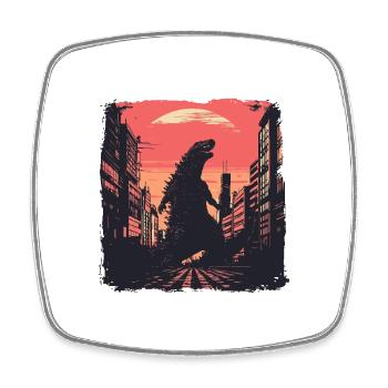 Kaiju Monster Design Sunset Geschenkidee - Viereckiger Kühlschrankmagnet - Weiß - Vorne