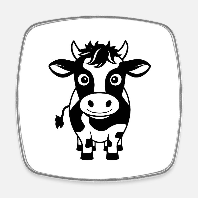 Happy Cow - Square fridge magnet - white