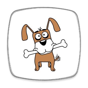 Funny Dog Big Bone Mouth Mouth Hunger Cool - Square fridge magnet - white - Front