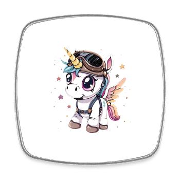 Cute Unicorn Pilot - Viereckiger Kühlschrankmagnet - Weiß - Vorne