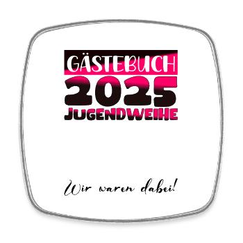 Jugendweihe 2025 Gästebuch Geschenk Mädchen Jungen - Viereckiger Kühlschrankmagnet - Weiß - Vorne