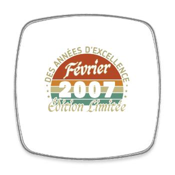 February 2007 Vintage Birthday 2007 Gift - Square fridge magnet - white - Front