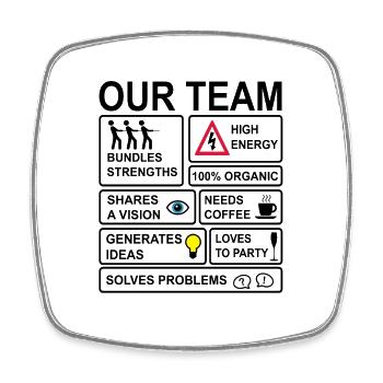 Team - Square fridge magnet - white - Front