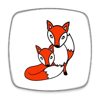 2 Foxes Friends Red Fox Two Wild Animals Team - Square fridge magnet - white - Front
