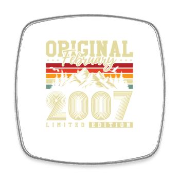 Original February 2007 Vintage Birthday Retro - Square fridge magnet - white - Front