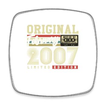 Original February 2007 Vintage Birthday Retro - Square fridge magnet - white - Front