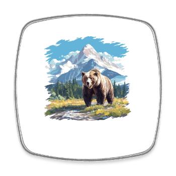 Ours Kodiak Ours Kodiak - Magnet carré - blanc - Devant