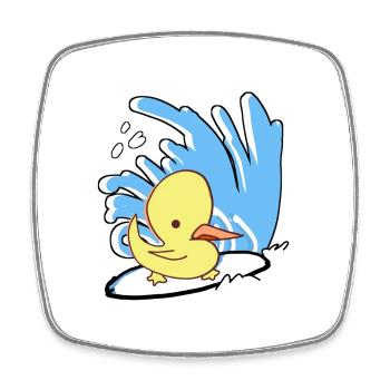 Surfin'Duck - Viereckiger Kühlschrankmagnet - Weiß - Vorne