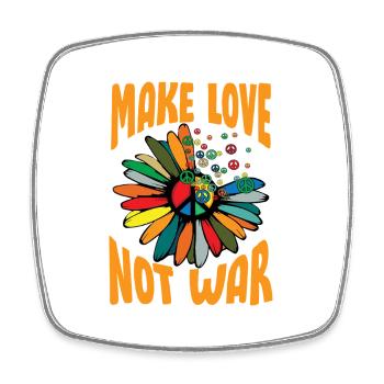 Make Love Not War Flower Power Hippie - Square fridge magnet - white - Front